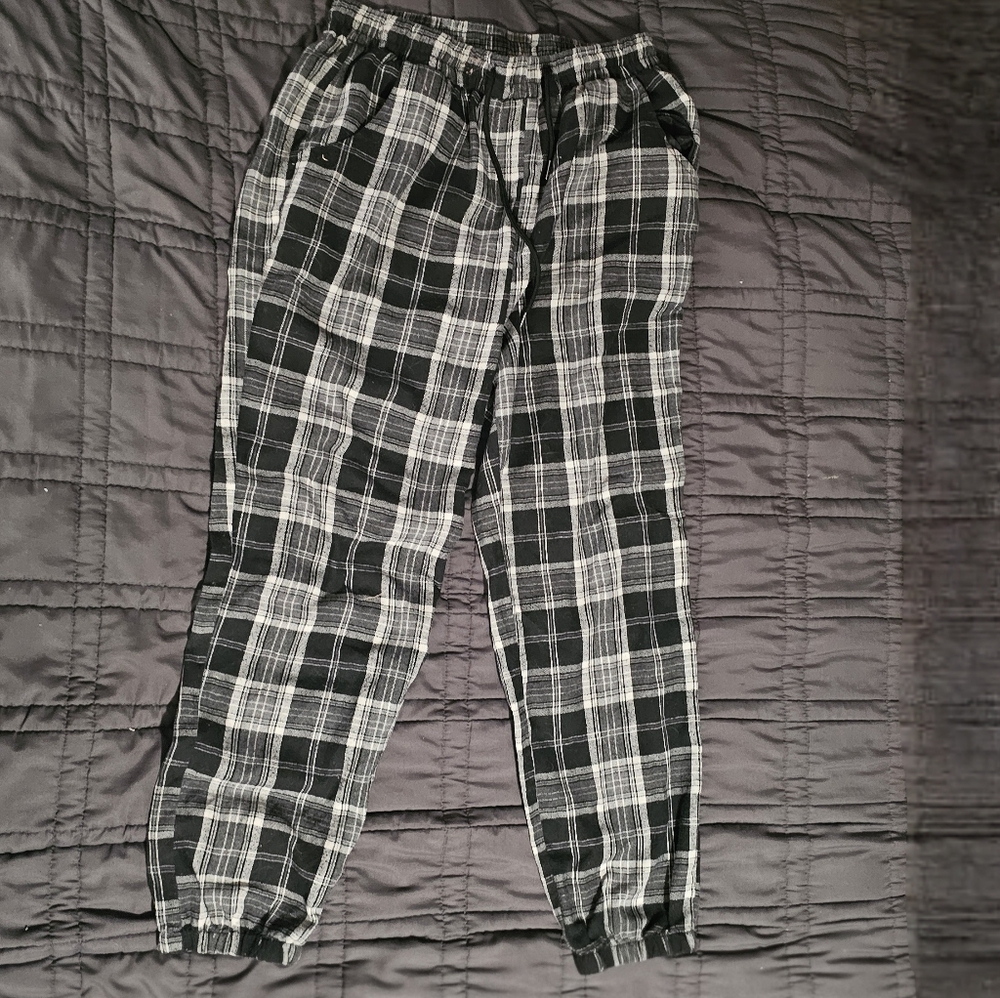 Black and White Plaid Joggers